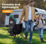 Levede Folding Camping Moon Chair Lightweight Outdoor Chairs Portable Seat Black