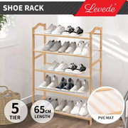 Levede 2x Bamboo Shoe Rack Shoes Organizer Storage Shelves Stand Shelf 5 Tier