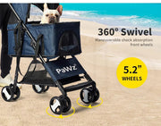 Pawz Large Pet Stroller Dog Cat Carrier Travel Pushchair Foldable Pram 4 Wheels
