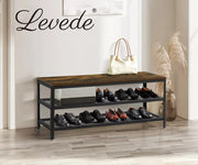 Levede 3-Tier Shoe Rack Bench Storage Cabinet Organisers Industrial Steel 100cm