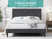 Levede Velvet Bed Frame Double Queen Mattress Base Platform Adjustable Headboard