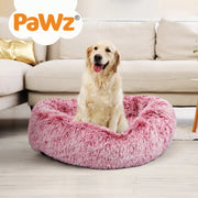Pawz Pet Dog Calming Bed Cat Warm Soft Plush Round Washable Removable Cover Pink