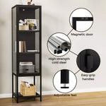 Stacked Tempered Glass Display Cabinet Door Clear Showcase Bookcase Steel Frame