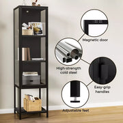 Stacked Tempered Glass Display Cabinet Door Clear Showcase Bookcase Steel Frame