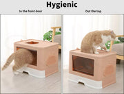 Pawz Foldable Cat Litter Box Tray Enclosed Kitty Toilet Hood Hair Grooming Pink