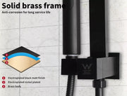 Shower Head High Pressure Set Rain Square Brass Taps Mixer Handheld WELS Black