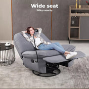 Levede Recliner Chair Lounge 360° Swivel Rocker Sofa Comfy Armchair Lounge Grey
