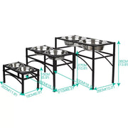 Pawz Dual Elevated Pet Dog Puppy Feeder Bowls Stainless Steel Food Water Stand