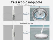 Cleanflo Spin Mop and Bucket Set Dry Wet 360° Rotating Floor Cleaning 2 Heads