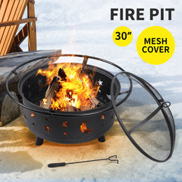 Fire Pit BBQ Grill Pits Outdoor Fireplace Camping Portable Garden Patio Heater