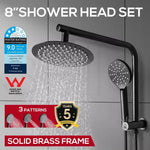 Shower Head High Pressure Set Rain Round Brass Taps Mixer Handheld WELS Black