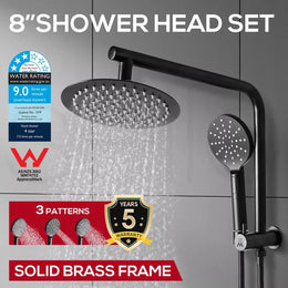 Shower Head High Pressure Set Rain Round Brass Taps Mixer Handheld WELS Black