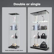 Stacked Display Cabinet Tempered Glass Show Case Floor Standing 4 Tier Shelves