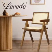 Levede 1x Armchair Dining Chair Wicker Wooden Chairs Rattan Accent Lounge Seat