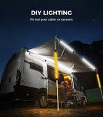 12V LED Strip Light Bar 6PCS Waterproof Boat Car Camping Tent Amber White Lights