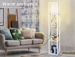 Emitto Floor Lamp Storage Shelf LED Wood Standing Reading Corner Light White