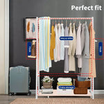 Levede Clothes Rack Wooden Wardrobe Garment Coat Hanging Rail Shoe Storage 120cm