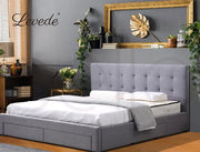 Levede Wooden Bed Frame Double Queen King Fabric Storage Mattress Base Gas Lift