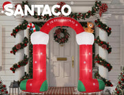 Santaco Christmas Inflatable Decor Stocking Arch 3M LED Lights Xmas Party Santa