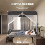 Dreamz Mosquito Bed Nets Foldable Canopy Square Fly Repel Insect Grey - King