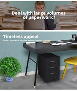 Levede 3 Drawer Office Drawers Cabinet Storage Cabinets Steel Rack Home Black