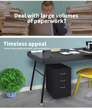 Levede 3 Drawer Office Drawers Cabinet Storage Cabinets Steel Rack Home Black