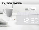 Alarm Clock Digital Led Mirror Desk Table Temperature Time Snooze USB Battery