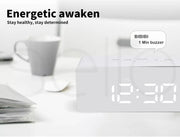 Alarm Clock Digital Led Mirror Desk Table Temperature Time Snooze USB Battery