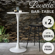 Levede 2x Round Bar Table Pub Tables Kitchen Marble Tulip Metal Base White