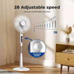 Spector Pedestal Fan 28 Speed Remote, Tilt & Oscillating Adjustable Height Timer