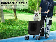 Pawz Large Pet Stroller Dog Cat Carrier Travel Pushchair Foldable Pram 4 Wheels