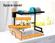 Toque Dish Rack Over Sink Drying Drainer 2 Tier Plate Cup Organizer Steel 65CM