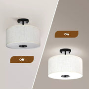 Emitto Led Ceiling Light Modern Bedroom Pendant Lights Linen Shade Flush
