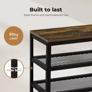 Levede 3-Tier Shoe Rack Bench Storage Cabinet Organisers Industrial Steel 73cm