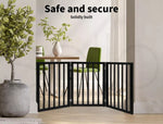 Pawz Wood Pet Gate Dog Fence Indoor Guard Safety Barrier Portable Security Black