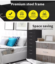 Levede 8 Drawer Office Cabinet Drawers Storage Cabinets Steel Rack Home Black