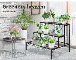 Levede 2x Plant Stands Outdoor Indoor Garden Metal 3 Tier Planter Corner Shelf