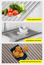 Toque Stainless Steel Dish Drying Rack Over Sink Kitchen  Foldable RollUp Mat