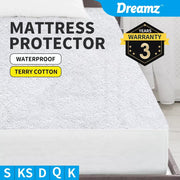 Dreamz Mattress Protector Topper Waterproof Fitted Terry Cotton Sheet Cover