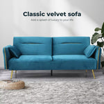 Levede Sofa Bed Convertible Lounge Futon Armrest Couch Velvet 3-Seater Recliner