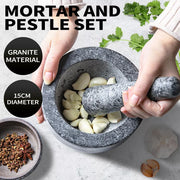 Toque Solid Stone Pestle and Mortar Unpolished Granite Spice Grinder Tool 15cm