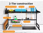 Toque Dish Drying Rack Over Sink Steel Black Plate Dish Drainer Organizer 2 Tier