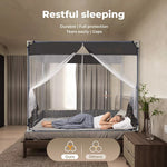 Dreamz Mosquito Bed Nets Foldable Canopy Square Fly Repel Insect Grey - Queen
