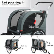 Pawz Pet Bike Trailer Foldable Pet Stroller 3-IN-1 Outdoor Cycling Sunroof
