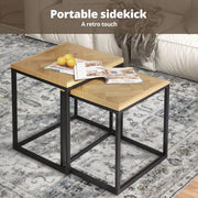 Levede Nesting Side Table Set of 2 Bedside Sofa Square End Tables Coffee Office