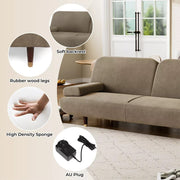 Levede Convertible Sofa Bed Lounge Couch Charging Station 3-Seater Side Table