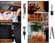 Cocktail Shaker Set Stainless Steel Bartender Kit 20pcs Martini Strainer Maker