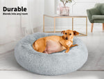 Pawz Pet Dog Calming Bed Warm Soft Plush Round Comfy Sleeping 80cm Light Grey