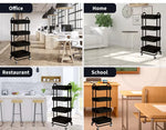 Levede 4 Tiers Kitchen Trolley Cart Steel Storage Rack Shelf Organiser Black