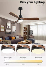 Spector 52'' Wood Ceiling Fan DC Motor with LED Light Remote Control 3 Blades